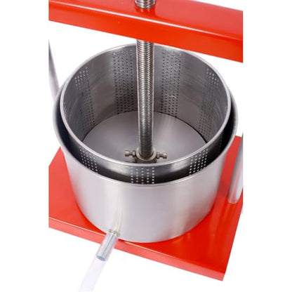Fruit Wine Press Manual Juice Press, Stainless Steel Basket with Heavy Duty Steel Frame T-Handle, Grape Apple Cider Cheese Honey Tincture Press for Homemade Wine Juice and Oil Extraction