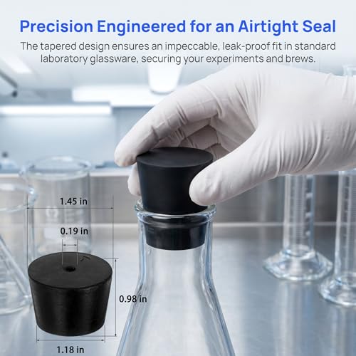 8Pcs Solid Rubber Stopper Bungs - 30MM to 37MM Rubber Tapered Plug Flexible Durable Test Tubes Bungs with Hole, Easy to Insert & Remove for Lab Apparatus Home Flask - color: 30mm to 37mm