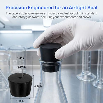 8Pcs Solid Rubber Stopper Bungs - 30MM to 37MM Rubber Tapered Plug Flexible Durable Test Tubes Bungs with Hole, Easy to Insert & Remove for Lab Apparatus Home Flask - color: 30mm to 37mm
