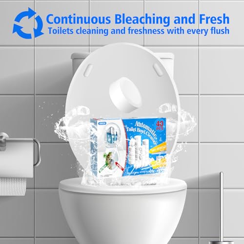 USKICH Toilet Bowl Cleaner 40 PACK, Household Automatic Toilet Bowl Cleaners with Bleach, Bathroom Toilet Tank Cleaners Tablets with Sustained-Release Technology for Deodorizing & Descaling - size: 1 Count (Pack of 40)