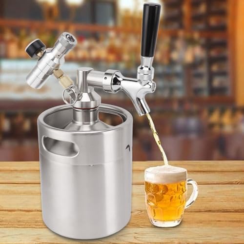 2L/67Oz Mini Keg Growler 150PSI Pressure Regulator Portable Pressurized Stainless Steel Home Keg System Kit Mini Keg Dispenser for Homebrew, Craft and Draft Beer