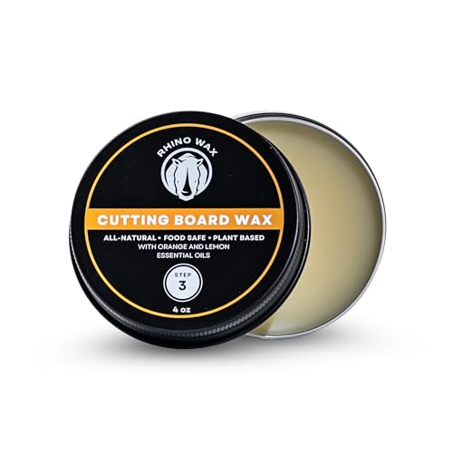 Rhino Wax Coconut Cutting Board Wax 4oz - Natural Blend of Oils and Waxes (NO Mineral Oil) - Condition and Protect Wood Cutting-Boards, Charcuterie Boards, Salad Bowls - Food Safe - Made in the USA - size: 4 Ounce