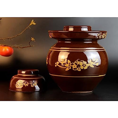 Ceramic Fermentation Crock Jar Kit,Sauerkraut Crock, Traditional Chinese Porcelain Pickle Jar with Water Seal Airlock Lid,Pickle Jar for Fermenting or Pickling Pickl 2.5Kg - size: 2.5Kg
