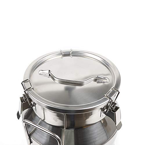 20L Stainless Steel Milk Can Wine Milk Bucket Wine Pail Bucket Milk Can Tote Jug with Sealed Lid Heavy Duty, with Independent Embedded Silicone Sealed Lid (20L) - size: 20L