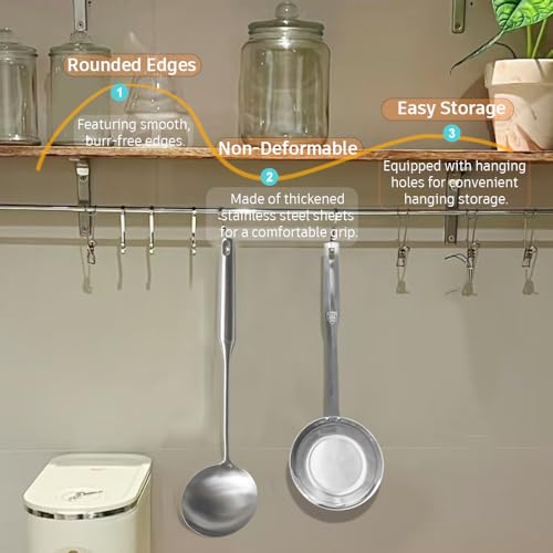 Stainless Steel Spoon and Slotted Spoon Set (2-Piece),Scoop Spoon,Skimmer Ladle Tool Set - size: Large
