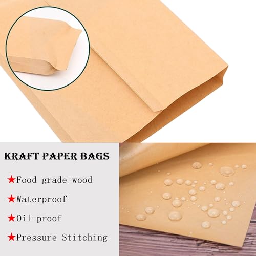 MYUBWTF 100 Pack Breakfast Paper Bags Deli Bags, 8 x 6 inch Kraft Dry Wax Paper Sandwich Bags, Waterproof & Grease-proof Paper Bags - color: 6*8IN
