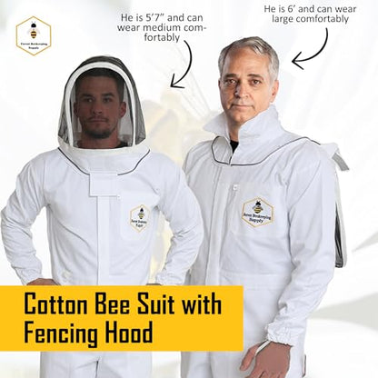 Professional Bee Suit with Gloves – Premium Cotton Beekeeper Suit, includes Detachable Fencing Veil & Goatskin Bee Gloves, Complete Protective Gear Kit - 2XL - size: XX-Large