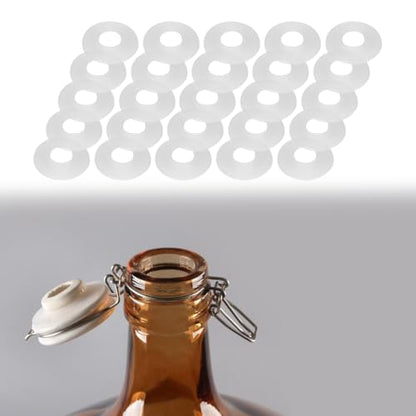 Joyzan Silicone Gaskets for Bottles, Swing Top Flip Rubber Washers EZ Cap | Home Brew Beer Leakproof Sealing O Ring High Pressure Seals Replacements Home Soda Grolsch Standard Overturning White 25PCS
