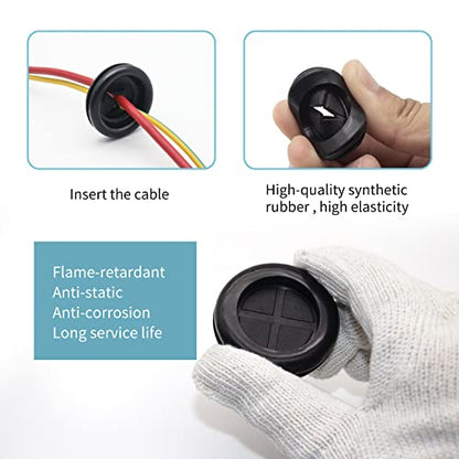 Vrupin 66Pcs Rubber Grommet Assorted Kit, Drill Hole Firewall Hole Plugs Wire Protection, 6 Sizes 1-13/16" 1-1/2" 1" 7/8" 5/8" 3/16" - size: 6 Sizes-Black