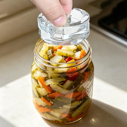 Fermentation Weight set of 4,Glass Fermenting Weights with Easy Grip Handle for Wide Mouth Mason Jars,Canning Weights for Home Pickling, Sauerkraut,Kimchi - style: Slotted(4 Pcs)