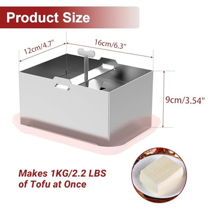 Tofu Press Stainless Steel, Sus304 Paneer Press with Presser Towel and Drip Tray, Tofu Maker for Homemade Firm Tofu, Paneer & Cheese-Fast Water Removal Enhanced Texture & Flavor