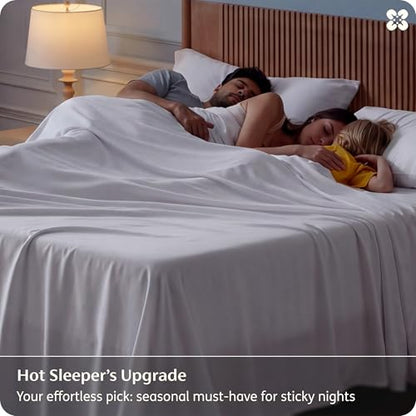Bedsure PureWoven 100% Rayon Derived from Bamboo, King Size Sheets Set | Cooling Sheets for Hot Sleepers, Breathable & Silky Soft, 16" Deep Pocket, Hotel Luxury Bedding, White - color: 02 - White, size: King