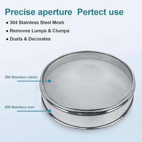 304 Stainless Steel Mesh Lab Sieve, 16 Mesh(1.18mm) Aperture Test Sieve, 7.9Inch(20cm) Diameter Economy Standard Analysis Sample Test Sieves for Industrial Laboratory Homes - size: 16Mesh(1.18mm)/Ф7.9in