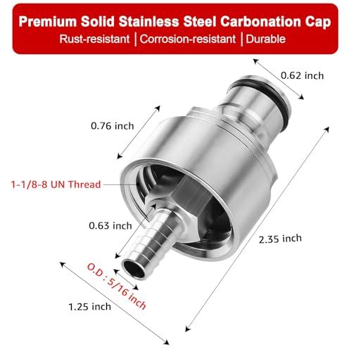 5 Feet Ball Lock Disconnect Gas Tubing Line Stainless Steel Carbonation Cap Kit for Soda Beer PET Bottle CO2 Regulator Keg Tap