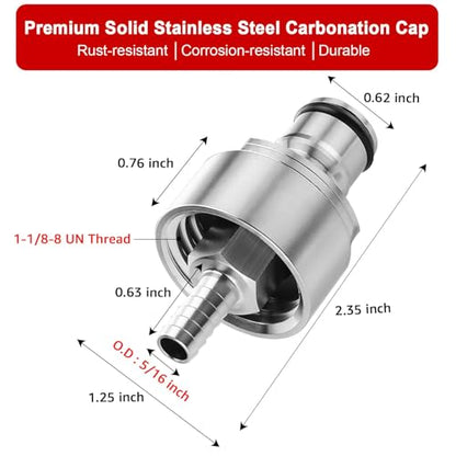 5 Feet Ball Lock Disconnect Gas Tubing Line Stainless Steel Carbonation Cap Kit for Soda Beer PET Bottle CO2 Regulator Keg Tap
