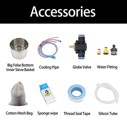 YUEWO Still 13.2Gal/50Litres Stainless Steel Wine Making Kit Water Distiller Home Brewing Kit for DIY Whisky Wine Brandy Gin Vodka - size: 13.2Gal/50Litres