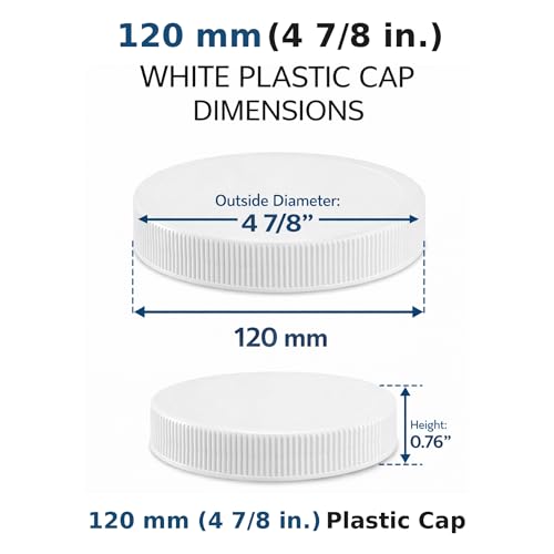 120mm (4 7/8 ") Fit - (3 Pack) Large White Plastic Lids for 1 Gallon Wide Mouth Glass & Plastic Jars – PE Foam Liner, Food-Grade, Leak-Resistant Caps (Jars Not Included) by The Kombucha Company - color: White