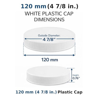 120mm (4 7/8 ") Fit - (3 Pack) Large White Plastic Lids for 1 Gallon Wide Mouth Glass & Plastic Jars – PE Foam Liner, Food-Grade, Leak-Resistant Caps (Jars Not Included) by The Kombucha Company - color: White
