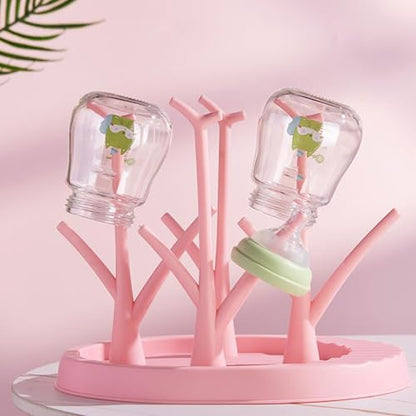 Baby Bottle Drying Rack - Countertop Baby Bottle Drying Rack | Detachable Baby Bottle Holder Storage | Tree-Shaped Bottle Dryer Rack | Space-Saving Bottle Holder for Baby Bottle, Pink - color: Pink