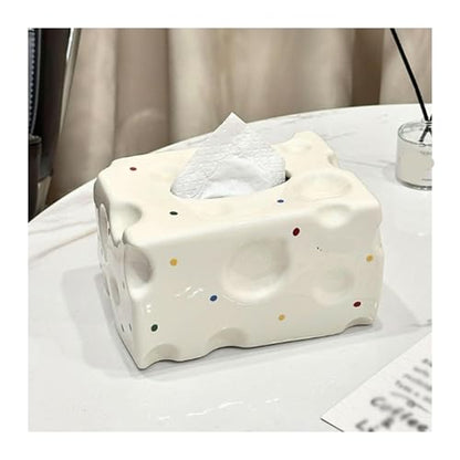 Modern Tissue Holder Ceramic Cheese Box Lid Home Decoration Food-Themed Desktop Storage Tabletop