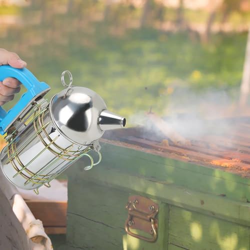 Stainless Steel Beehive Smoker with Heat Protection Board, 9.8x9.8in Durable Beekeeping Equipment - Comfortable Handle, Powerful Smoke Output for Efficient Hive Management