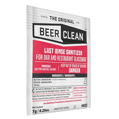 Diversey-90223 Beer Clean Last Rinse Glass Sanitizer, .25oz Powder Packet (100 Pack)