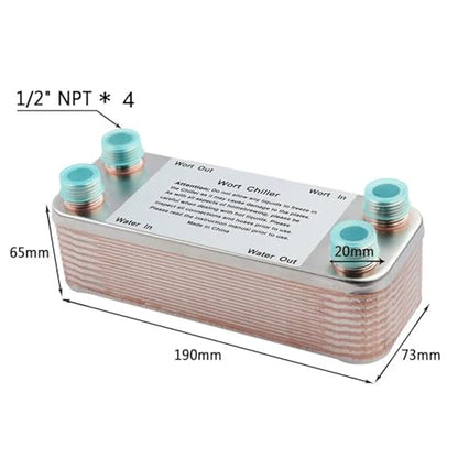 20/30/40 Plates Heat Exchanger Wort Chiller, Stainless Steel Counter Flow Chiller Bar Beer Cooler Tools(20 Plates) - color: 20 Plates