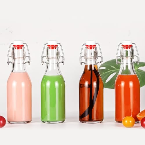 YEBODA 12 Pack Swing Top Glass Bottles 8oz Flip Top Glass Bottles for Home Brewing,2nd Fermentation,Kombucha,Kefir,Vanilla Extract,Juice,Tea,Beverages,Soda,Oil,Vinegar,Limoncello,Beer