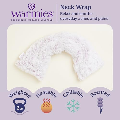 warmies Microwavable Neck & Shoulder Wrap - Heating & Cooling Plush Pad for Calming Relaxation - Weighted & Heated Neck Warmer with Scented Lavender - Microwave Heat Pad for Aches & Pain - Lavender - color: Marshmallow Purple