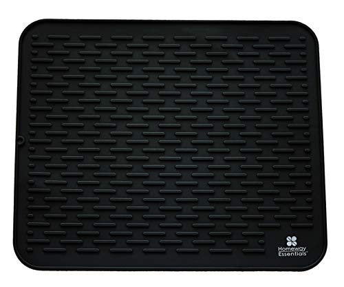 Silicone Dish Drying Mat - 21 x 18 - Extra Large Dish Drying Mat, Counter top Mat, Dish Draining Mat, Sink Mat, Large Silicone Trivet (EXTRA LARGE, BLACK) - color: Black, size: EXTRA LARGE