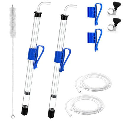 2Pcs 14” Auto Siphon with 5.5FT Food-Grade Silicone, Beer Wine Siphon Racking Cane fit Liquid Transfer, Effortless Bottling Fermentation Mead Homebrew Making Small Batches (Blue Tubing Clamp)