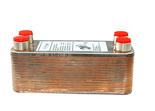 Copper Brazed Wort Chiller for Homebrew- Heat Exchanger for Water Heater- Brazed 30 Stainless Steel Plates Wort Chiller for Homebrew Beer - RC 1/2" X 4