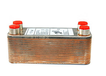 Copper Brazed Wort Chiller for Homebrew- Heat Exchanger for Water Heater- Brazed 30 Stainless Steel Plates Wort Chiller for Homebrew Beer - RC 1/2" X 4