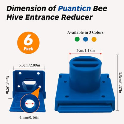 Bee Hive Entrance Reducer,6 Pack Beekeeping Supplies,Blue Plastic Beehive Entrance Reducer,Beehive Ventilation Opening Window,Portable Bee Nest Door Entrance,Bee Hives Boxes Starter Kit for Beekeeper - color: Blue-6pcs