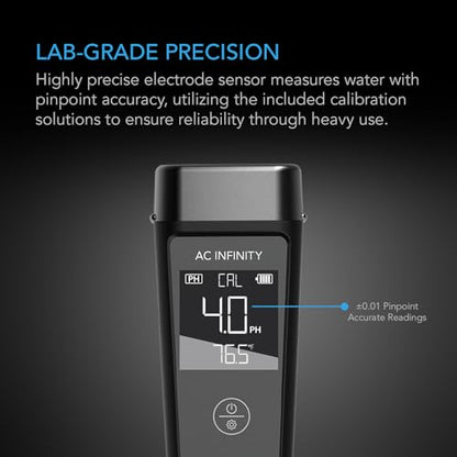 AC Infinity pH Meter PRO Kit, High Precision Digital pH Pen with ±0.01 pH Accuracy and Interchangeable Probe, Nutrient Test pH Meter for Water Hydroponics Plants, Gardening, Aquariums, Swimming Pools - size: pH Meter PRO Kit