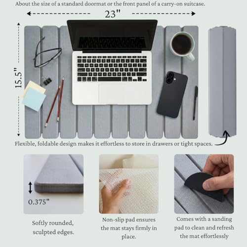 Large Stone Drying Mat for Kitchen Counter | Premium Diatomaceous Earth Coaster Set for Dishes | Non-Slip Kitchen Sink Mat | Fast-Absorbing, Eco-Friendly | 23" x 15.5" (Light Grey) - color: Light Grey