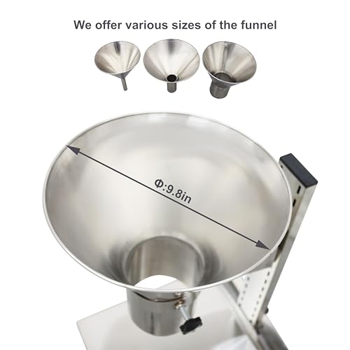 TECHTONGDA Stainless Steel Funnel Food Grade Kitchen Feeding Hopper with Support Stand and Lifting Platform for Powder, Paste, Liquid, Granule Manual Filling Package Bottom Diameter 3.9 Inch