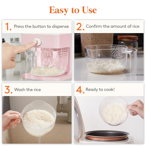 Lifewit Rice Dispenser 25 Lbs(11.3kg), Rice Storage Container Sealed Moisture Proof with Measuring Cup for Kitchen Pantry Household, BPA-Free, 1 Pack Pink - color: Pink