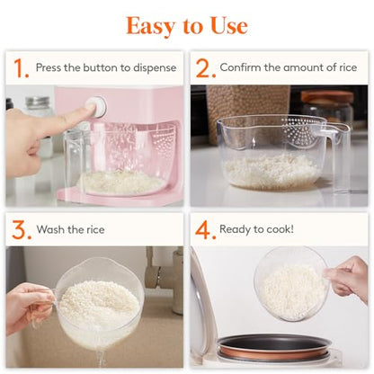 Lifewit Rice Dispenser 25 Lbs(11.3kg), Rice Storage Container Sealed Moisture Proof with Measuring Cup for Kitchen Pantry Household, BPA-Free, 1 Pack Pink - color: Pink