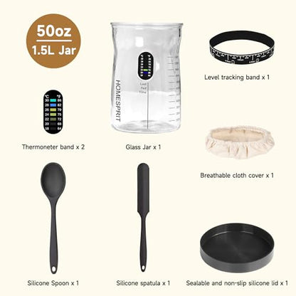 Pro Sourdough Starter Kit - 50oz Large Capacity Glass Jars (1PC)