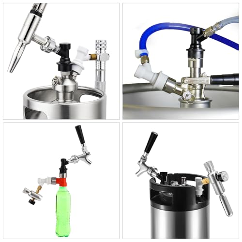 2 Pairs Keg Ball Lock Quick Disconnect Set Home Brewing Keg Parts Ball Lock Keg Fittings with Stainless 5/16'' for Hose 1/4'' Beer Barb Swivel Nuts Hose Clamp for Keg Post Coupler Black White - size: 2 Pairs