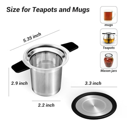 Tifanso Stainless Steel Tea Infuser Steeper Strainer for Loose Leaf Tea, Fine Mesh Reusable Diffusers Ball Bag Filter Holder with Heat Proof Handles for Teapots, Mugs, Cups