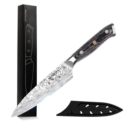 MOSFiATA 4 Inch Paring Knife, Kitchen Knife Fruit Knives with Sheath, German High Carbon Stainless Steel EN1.4116 Precision Cooking Vegetable Knife for Carving, Peeling, Trimming - style: 4 inch paring knife