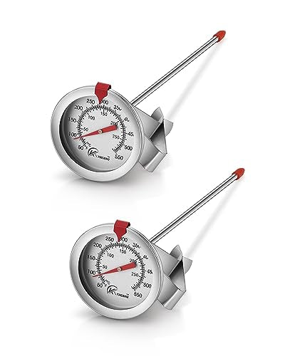 KT THERMO Candy/Deep Fry Thermometer with Instant Read,Oil Thermometer(2-Pack),8" Stainless Steel Stem Meat Cooking Thermometer,Best for Turkey,BBQ,Grill - color: 2-pack