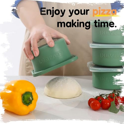 500ml Individual Dough Storage Vessels with Airtight Lid – Ideal for Neapolitan Pizza Round Dough Ball Cold Fermentation, Food Grade Silicone, Freezer & Dishwasher Safe – 2 Pack (Green) - color: Green