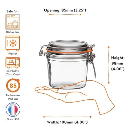 Le Parfait Super Terrine 350mL (12oz) Zero Waste Eco-Friendly Glass Canning Jars, Airtight Rubber Seal & Wire Bail Lid, BPA-Free, Water Bath Safe for Food Storage & Preserving, Made in France, 4PK - color: 350ml (Set/4)