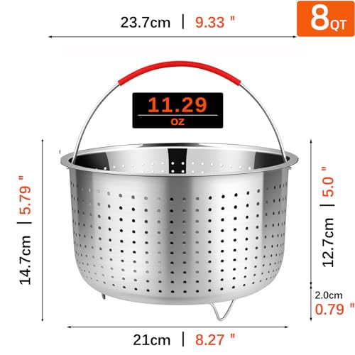 REDANT Mesh Strainer and Vegetable Steamer Basket for Pot, Instant Pot Accessories 8Qt, Stainless Steel Veggie Steamer for Cooking Broccoli, Eggs, Pasta, Quinoa - With 2 Silicone Gloves, 8 Quart - size: 8 Qt - Steamer Basket