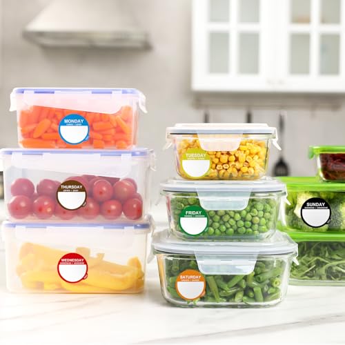 Sayglossy 7000 Pcs Day of Week Label Food Label Monday Through Sunday Management Inventory Sticker Removable Weekly Self Adhesive Date Dot Sticker for Restaurant Kitchen Container (Round) - style: Round
