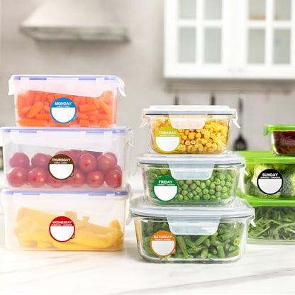 Sayglossy 7000 Pcs Day of Week Label Food Label Monday Through Sunday Management Inventory Sticker Removable Weekly Self Adhesive Date Dot Sticker for Restaurant Kitchen Container (Round) - style: Round