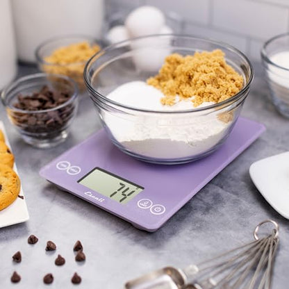 Escali Arti Glass Food Scale Digital Countertop Kitchen, Baking and Cooking Scale with Large Display, 15-Pound Capacity, 9" x 6.5" x .75", Classic Violet - color: Violet